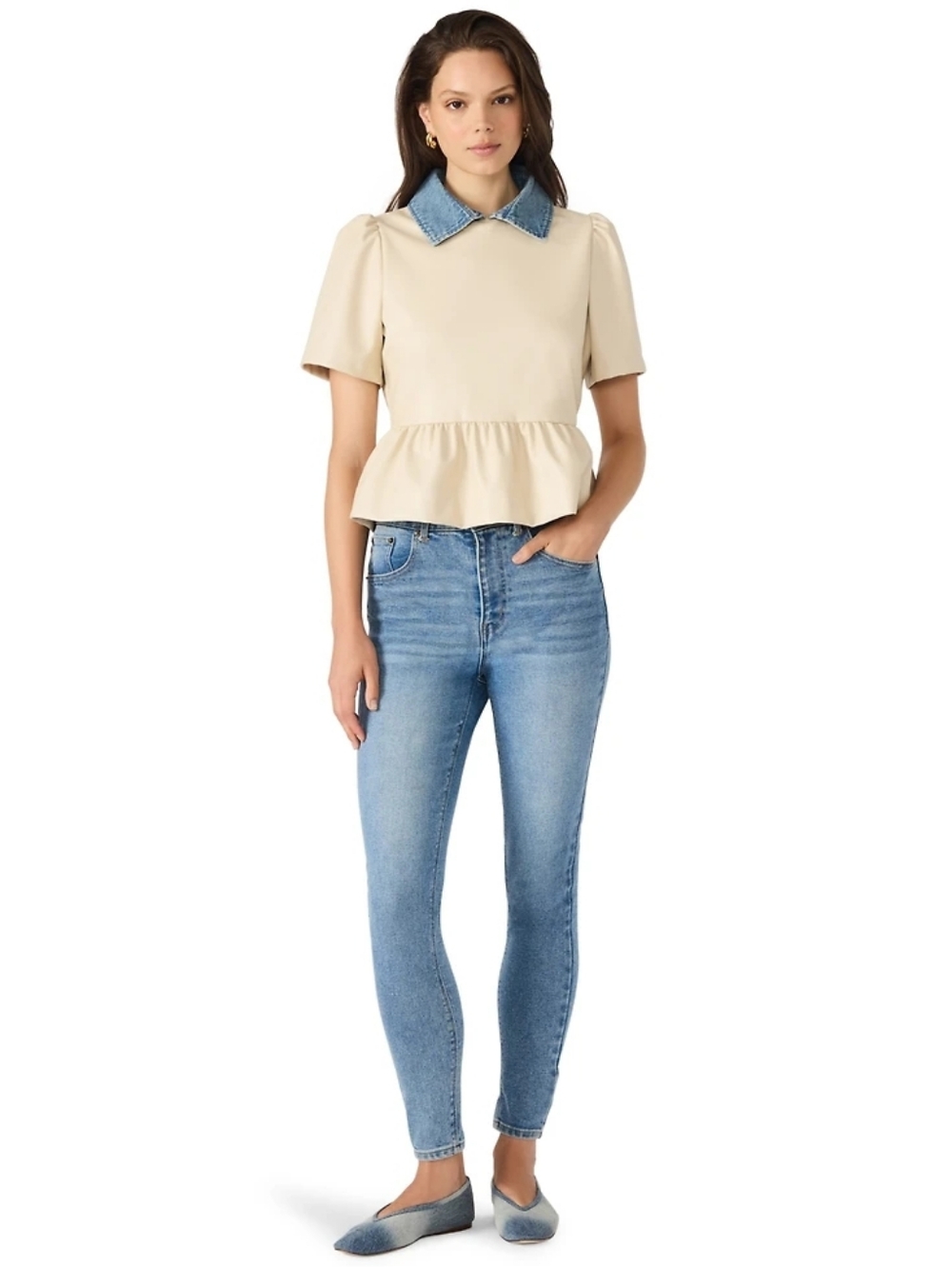 Steve Madden Women's Emeline Collar Top Size small GUC